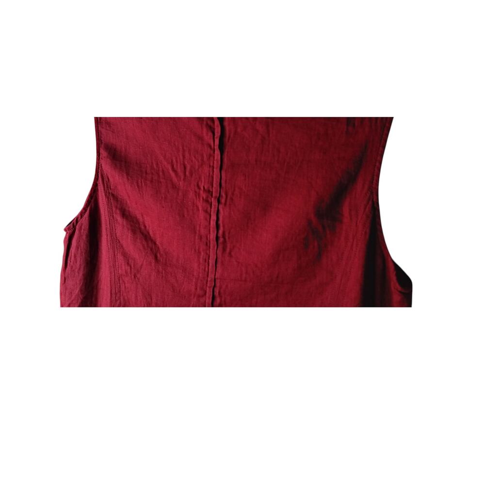 The Territory Ahead Linen Maxi Shift Dress Red Sleeveless V Neck 12 - Picture 10 of 15